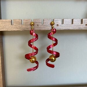 Avon Red and Gold Dangle Earrings